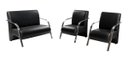 Ver imagem 1 de Conjunto Sevilha 2 Poltronas + 1 Namoradeira Braço Metal Decoração Recepção Sala - Corino Preto