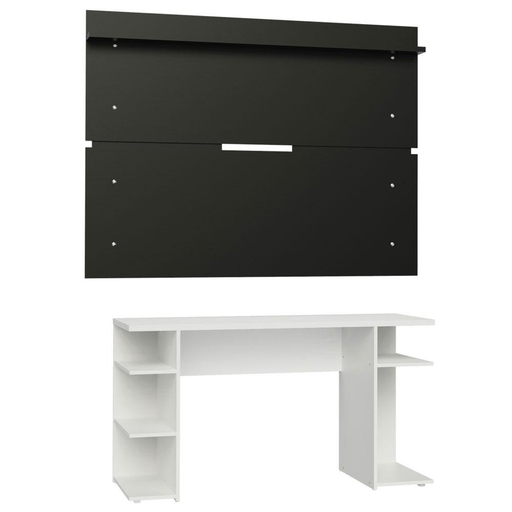 Mesa para Computador Gamer e Painel Tv Madesa - Branco/preto - 9