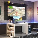 Ver imagem 1 de Mesa para Computador Gamer e Painel Tv Madesa - Branco/preto