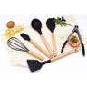 kit de utensílios de Cozinha Silicone cabo de Madeira 12 Pçs Cor:Preto - 2