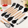 kit de utensílios de Cozinha Silicone cabo de Madeira 12 Pçs Cor:Preto - 3