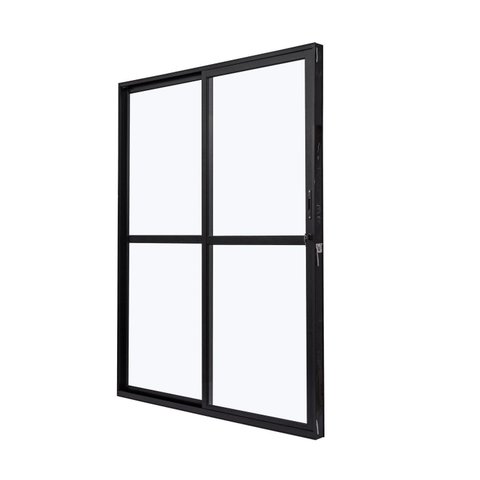 Porta de Aluminio Balcão 210x160cm 2 Folhas com Vidro Liso e Batente 7,9cm Cristal Ultra Ramassol Pr