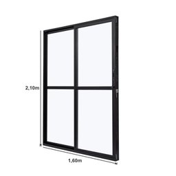 Porta de Aluminio Balcão 210x160cm 2 Folhas com Vidro Liso e Batente 7,9cm Cristal Ultra Ramassol - 4