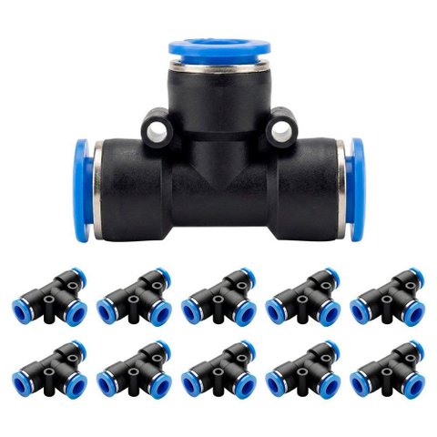 Conexão União Emenda em "t" 10mm Pu Pneumática Engate Rápido - 10 Peças