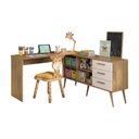 Ver imagem 2 de Mesa de Estudos em L com 3 Gavetas Porto Multimóveis Mp6047 Madeirado/branco