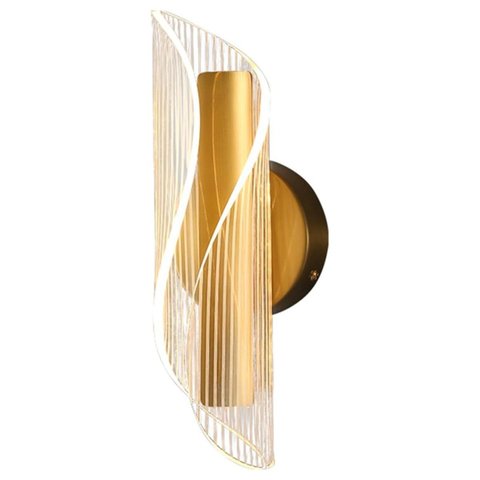 Arandela Wave Dourado Fosco Led 7w Multitemperatura 3 em 1 Bivolt 490lm Moderna Metal e Acrílico Int