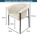 Ver imagem 5 de Poltrona Grécia Decorativa em Linho Confortável Bege 68cm Or Design