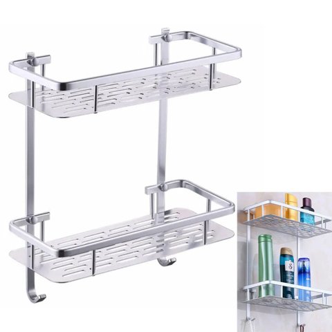 Suporte Organizador Porta Shampoo Sabonete Box Banheiro Chuveiro Banho Prateleira Dupla Aluminio Res