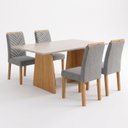 Ver imagem 2 de Conjunto Sala de Jantar 4 Lugares Retangular Tampo MDF 120x80cm Mesa Lyra e Cadeiras Carol