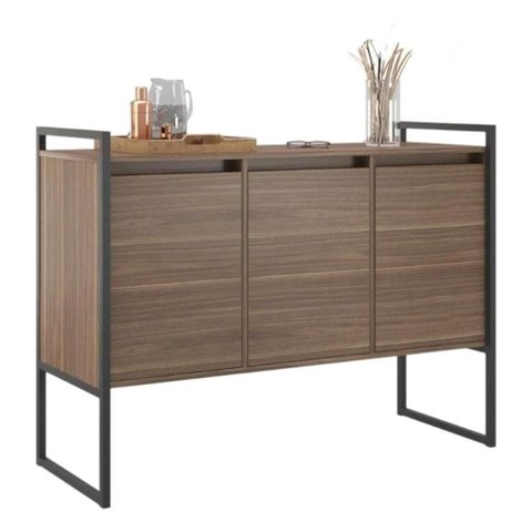 Buffet Aparador Affara Industrial 3 Portas MDP 120cm Amadeirado Casah