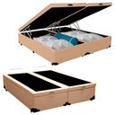 Ver imagem 1 de Cama Box Baú King Bipartido Sintético Mega Cama Bege 192x203x45cm