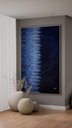 Ver imagem 1 de Quadro Mar Azul Abstrato Sombra e Luz 140x90cm Moldura Metalizada Prata Vidro