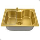 Ver imagem 1 de Cuba Cozinha Gourmet Única Aço Inox Dourado Escovado com Acessórios