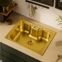 Ver imagem 5 de Cuba Cozinha Gourmet Única Aço Inox Dourado Escovado com Acessórios