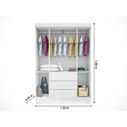 Quarto Infantil Bebê Ane Cômoda E Guarda Roupa Branco - Phoenix Baby - 4