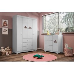 Quarto Infantil Bebê Ane Cômoda E Guarda Roupa Branco - Phoenix Baby - 2