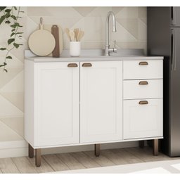 Balcão Para Cozinha 2 Portas 3 Gavetas Provençal sem Tampo Iluminata  - 1