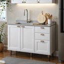 Ver imagem 1 de Balcão para Cozinha 2 Portas 3 Gavetas Provençal sem Tampo Iluminata Branco/Fosco