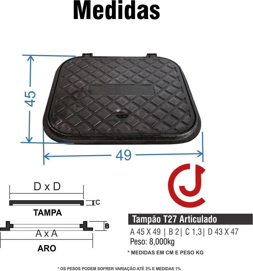 Tampa T27 Calçada Elétrica Esgoto Passagem Ferro Articulada - 3