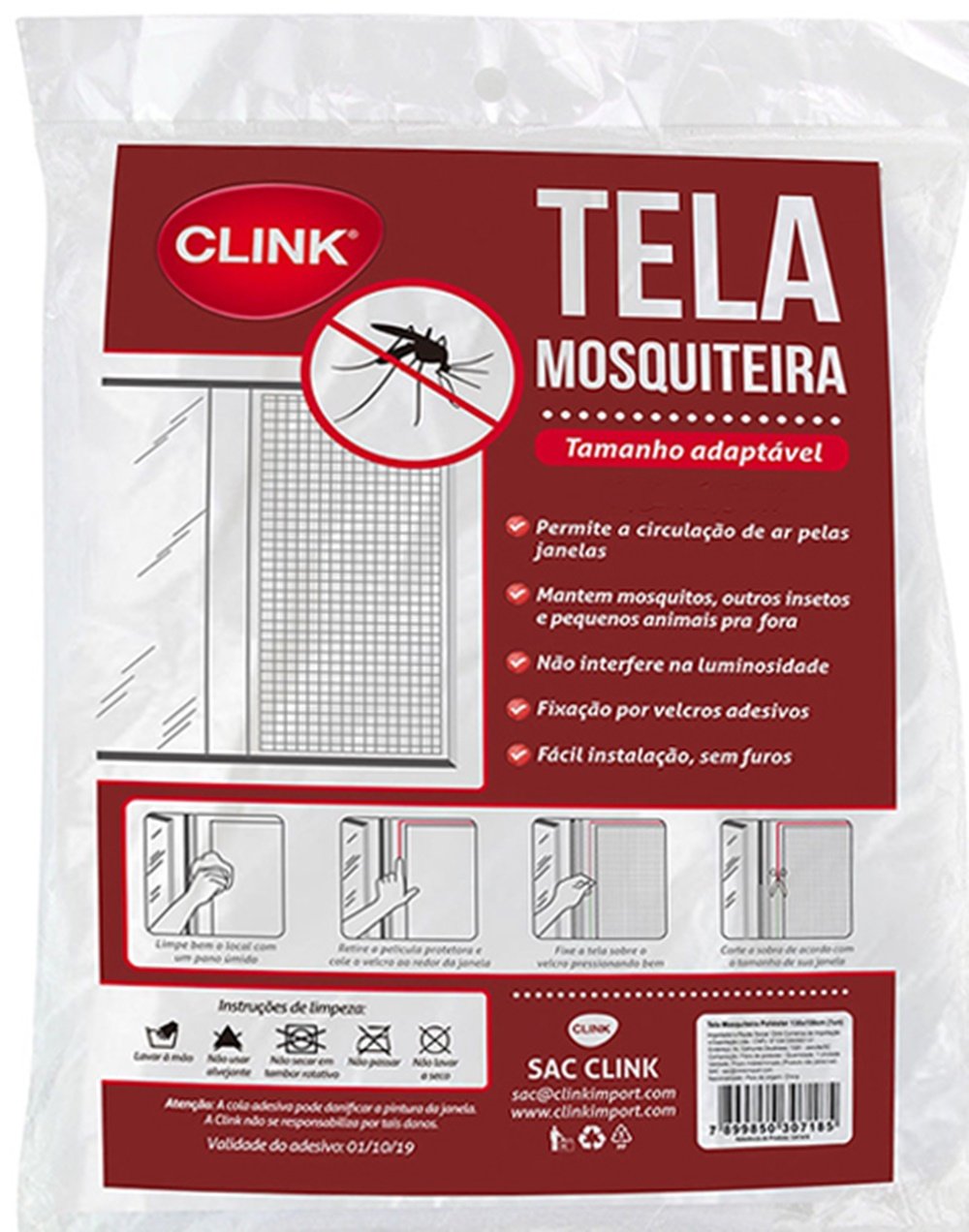 TELA MOSQUITEIRO DE POLIESTER PARA PORTA JANELA COM ADESIVO:1,30x1,50 - 1