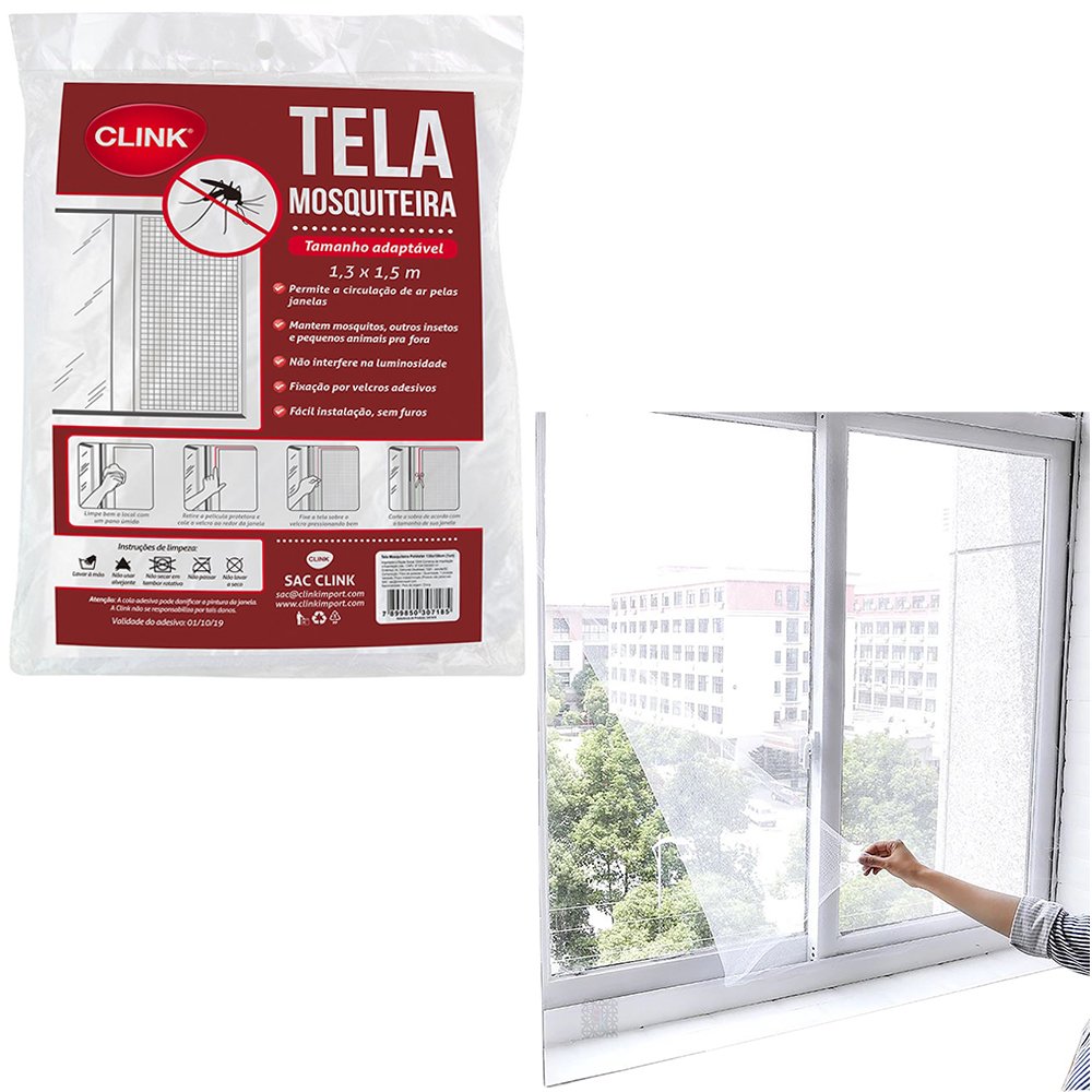 TELA MOSQUITEIRO DE POLIESTER PARA PORTA JANELA COM ADESIVO:1,30x1,50 - 2