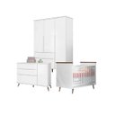 Ver imagem 1 de Quarto Infantil Meli MDF Infantil Guarda-Roupa Roupeiro + Berço + Cômoda Branco