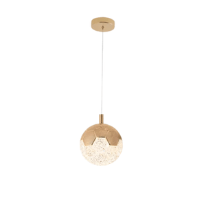 Pendente Globo de Metal Dourado Cristal 15cm Led 8w 3000k Bivolt