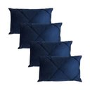 Ver imagem 1 de Kit 4 Capas para Almofada Drapeada em Veludo Retangular 60x40 Várias Cores Cor:azul Marinho