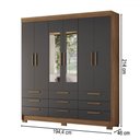 Ver imagem 4 de Guarda-roupa Casal Marilena 6 Portas 9 Gavetas Jatoba/grafite com Espelho - Pnr Móveis