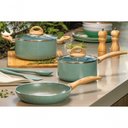 Ver mais imagens de Jogo de Panelas Antiaderentes 6 Peças Indução Ceramic Life Botanika Brinox - Verde Verde