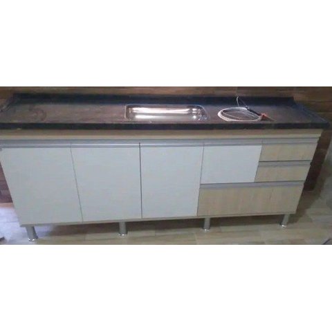 Gabinete para Pia de Cozinha de 1,80m Donatelo Cípres e Branco Fosco 100% Mdf 15mm Rino Móveis Donat