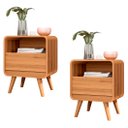 Ver imagem 1 de Kit 2 Mesas de Cabeceira Retrô com Gaveta e Nicho Channel - Nature