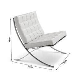 Poltrona Barcelona Cromada Sintético Branco - 3