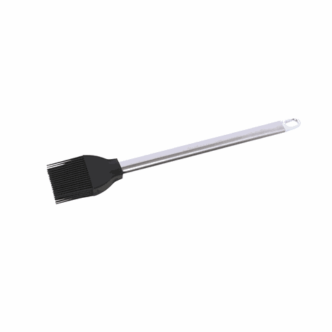 Jogo 2 Pincéis Silicone Cabo Inox Preto 25,5 Cm Mimo