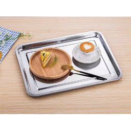 Bandeja Retangular Aço Inox Rasa para Servir 36 x 27cm - 4