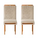 Ver imagem 1 de Kit 2 Cadeiras Estofadas de Jantar Tulipa - Mdf em Veludo Pés em Madeira - Vintage Decor - Bege