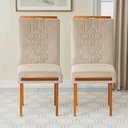 Ver imagem 2 de Kit 2 Cadeiras Estofadas de Jantar Tulipa - Mdf em Veludo Pés em Madeira - Vintage Decor - Bege