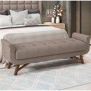 Ver imagem 2 de Puff Recamier Decorativo com Pés em Madeira 140 cm Itália P05 Veludo Bege - Lyam Decor