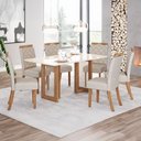 Ver imagem 1 de Conjunto Sala Jantar Mesa Yara 160 cm Canto Reto c/ Vidro 6 Cadeiras Bella Henn