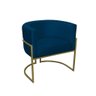 Kit 02 Poltronas para Sala Decorativa Luna Base Ferro Dourado Veludo Azul Marinho Visan Estofados - 2