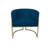 Kit 02 Poltronas para Sala Decorativa Luna Base Ferro Dourado Veludo Azul Marinho Visan Estofados - 5