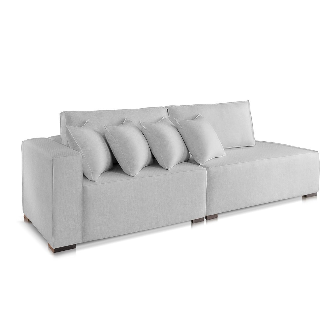 Sofá 2 3 4 Lugares Modulado Chaise Almofada Solta Molas Isa Be Linho Cinza Claro 1,9m - 1