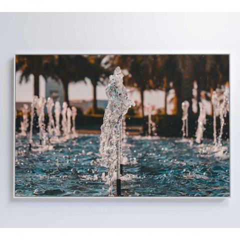 Quadro Fonte De água 90x60 Cm Vidro Impresso