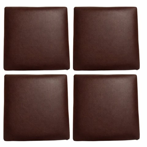 Kit 4 Assentos Estofado p/ Banqueta 30 cm e Cadeiras Corino:Marrom