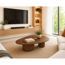 Ver imagem 2 de Mesa de Centro Orgânica Alta 118cm em MDF e Lâmina Natural de Tauari Scarlet Oona Design Castanho