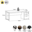 Ver imagem 3 de Mesa Escritório Diretor 170cm a 192cm 3 Gavetas Pé Metal F5