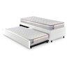 Bicama Box Solteiro Courino Linho Branco 88x188 com Dois Colchões Hanover Molas Ensacadas Inducol - 1