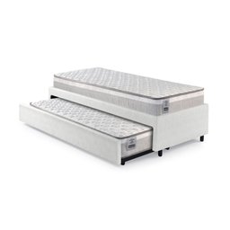 Bicama Box Solteiro Courino Linho Branco 88x188 com Dois Colchões Hanover Molas Ensacadas Inducol - 9
