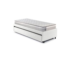 Bicama Box Solteiro Courino Linho Branco 88x188 com Dois Colchões Hanover Molas Ensacadas Inducol - 10