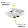 Bicama Box Solteiro Courino Linho Branco 88x188 com Dois Colchões Hanover Molas Ensacadas Inducol - 7